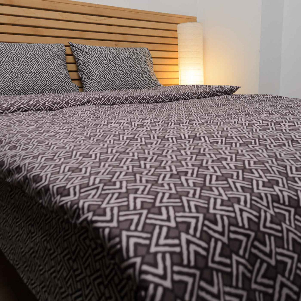 Комплект постельного белья полуторный Сатин Скиф 125 г/м2 YouStar (Серый с коричневым) 2 х 70х70 Сумы - изображение 3