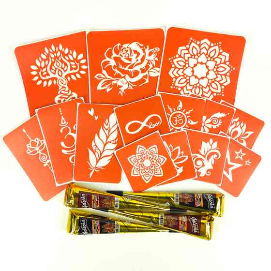 Набір хни з трафаретами для біо-тату №4 henna-set-04 Вінниця