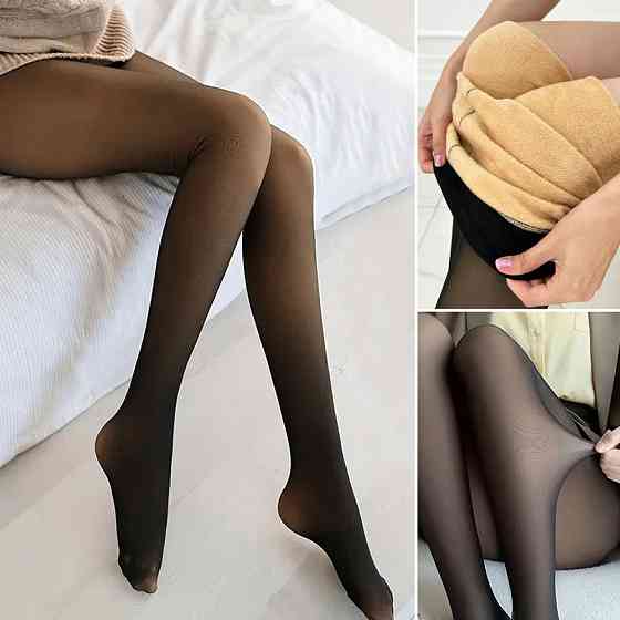 Зимние колготки с эффектом голых ног, 48-54 размер / Теплые женские колготки на зиму Киев