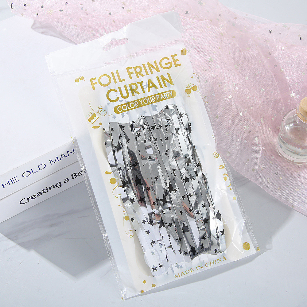 Дождик для фотозоны с принтом звездочек на стену 2 м на 1 м серебристый Киев - изображение 5