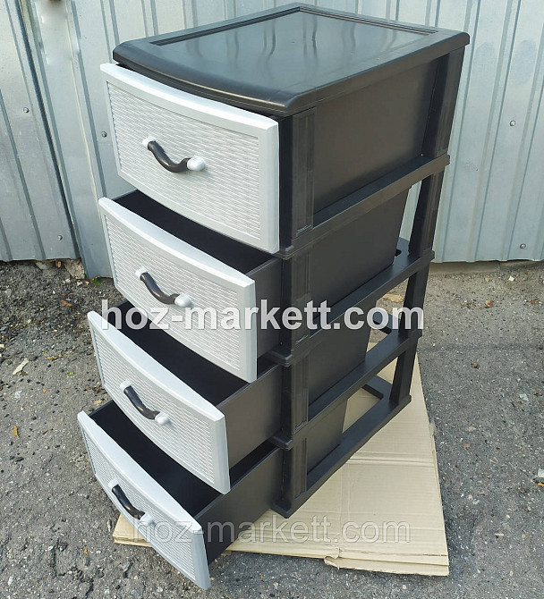 Тумбочка-комод пластиковий сірий на 4 ящики виробництво Україна Харків - фото 8