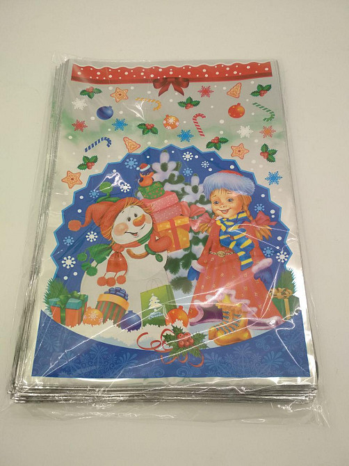 Новогодние Пакеты для Конфет и Подарков (20*30) №04 Снегурочка и снеговик (100 шт) Харьков - изображение 4