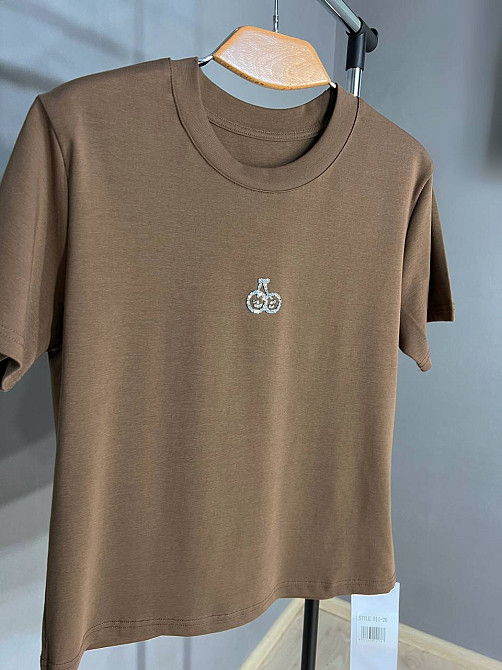 Футболка жіноча A-N 911-20 середня довжина вишня камінчики one size, коричневий, one size Київ - фото 13