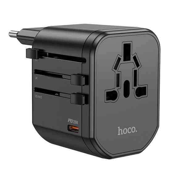 Універсальний зарядний пристрій HOCO AC15 Walker three-port PD20W(1C2A) universal conversion charger Black Одеса