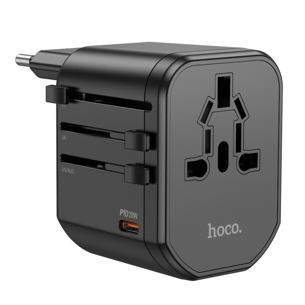 Універсальний зарядний пристрій HOCO AC15 Walker three-port PD20W(1C2A) universal conversion charger Black Одеса - фото 3