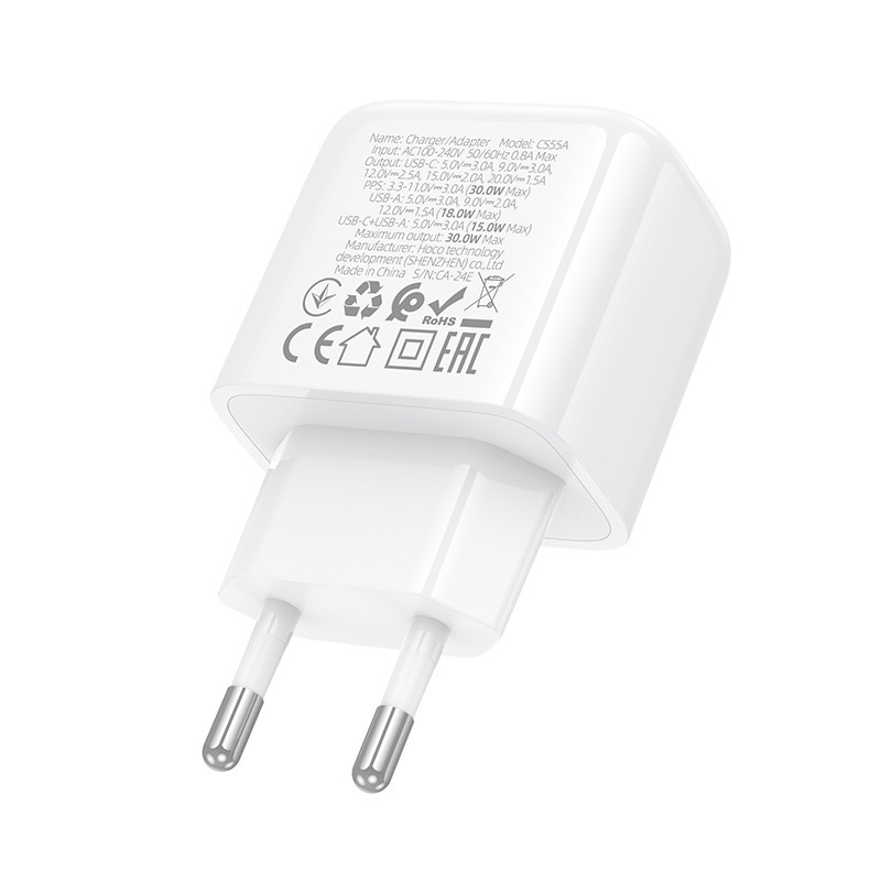 Мережевий зарядний пристрій HOCO CS55A Surplus PD30W+QC3.0 charger White Одеса - фото 7