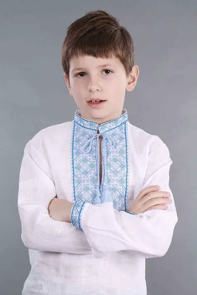 Вышиванка для мальчика Орнамент с голубой вышивкой Сумы - изображение 1