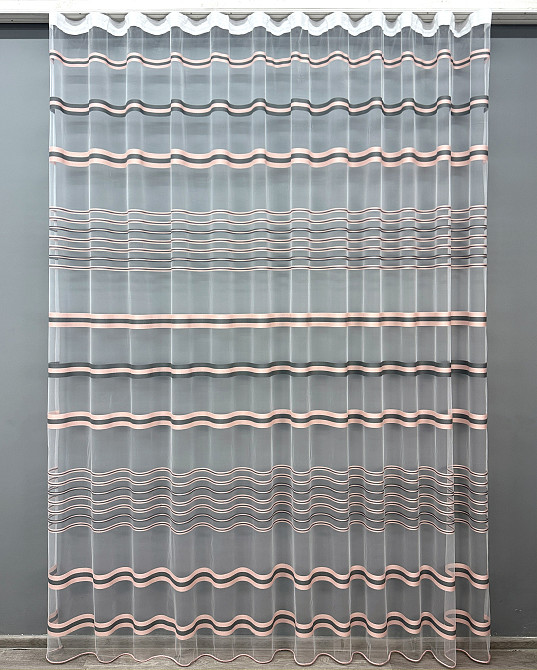 Тюль фатин полосы Цвет пудровый с графитовым 1771т Киев - изображение 8