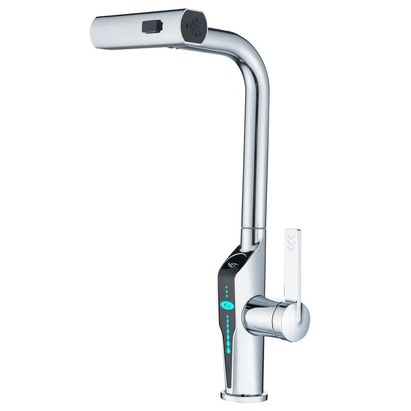 Кухонний змішувач Mixxus FALCON 014 з висувною лійкою, 4 режими, індикатор температури (MI68) Харків - фото 1