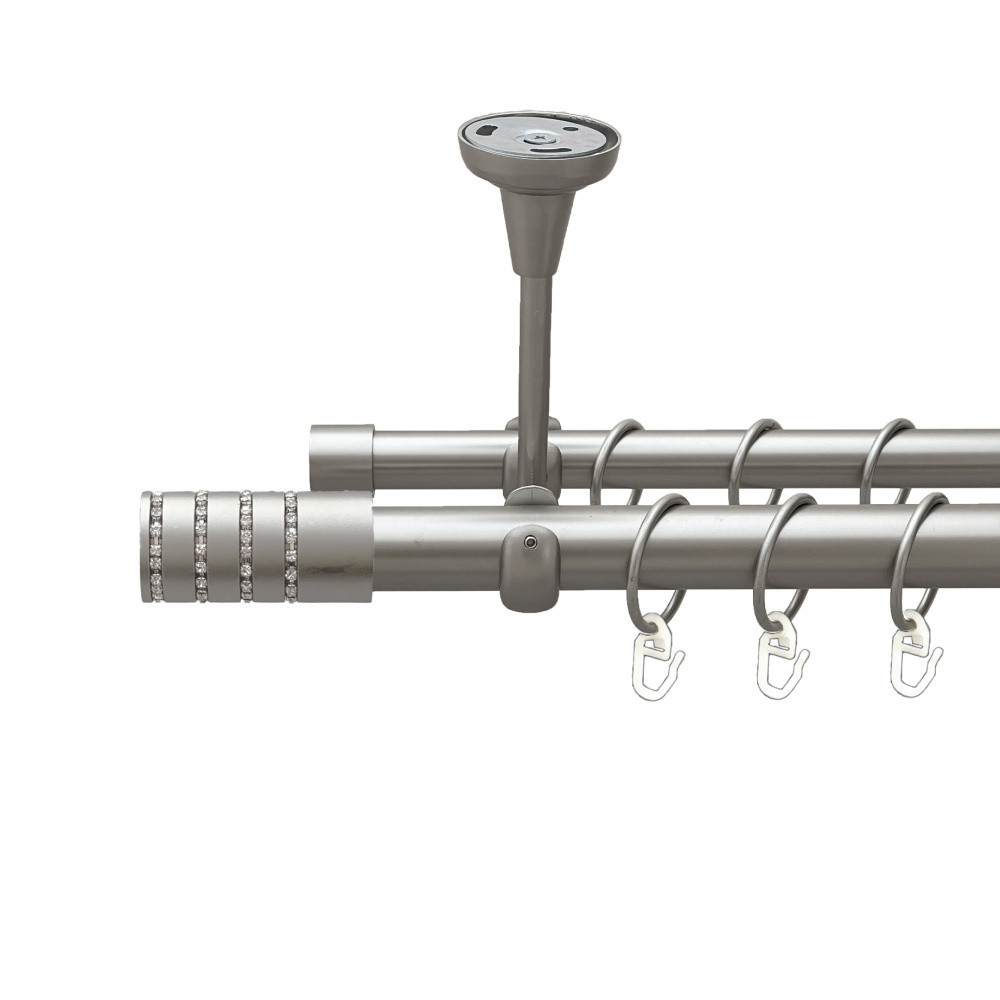 Карниз Orvit Барамелла металевий дворядний відкритий до стелі гладка труба кільце металеве Сатин 25\19 мм 160 см (00-00023876) Львів - фото 1