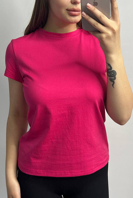 Базовая футболка женская удлиненная Малиновый XL Харьков - изображение 6