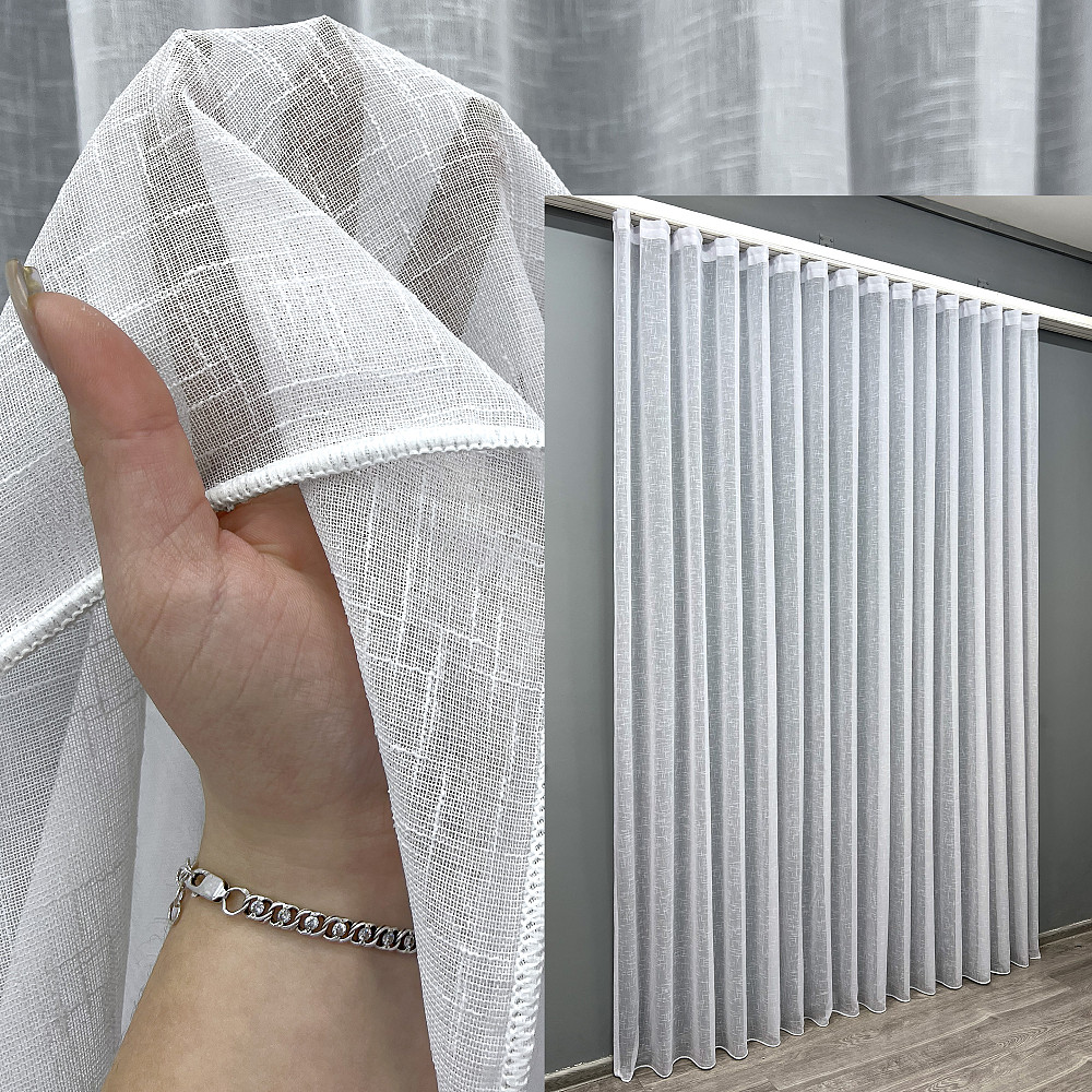 Тюль VR-Textil 1981т Лен однотонный Белый 400х270 см (42-1040) Киев - изображение 1