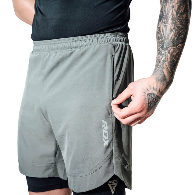 Компресійні шорти для RDX MMA T16 2-в-1 GREY/BLACK-M Кам'янське - фото 2