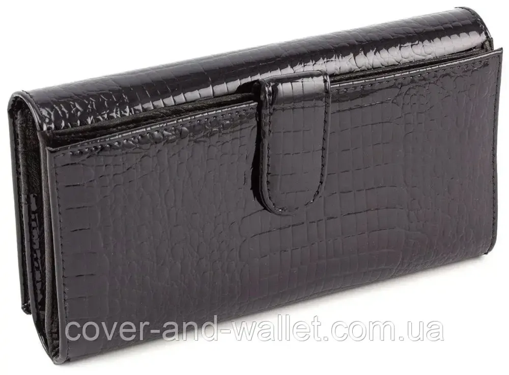 Чорний лаковий жіночий гаманець на магнітній фіксації на багато карток MC 403-2480 Київ - фото 8