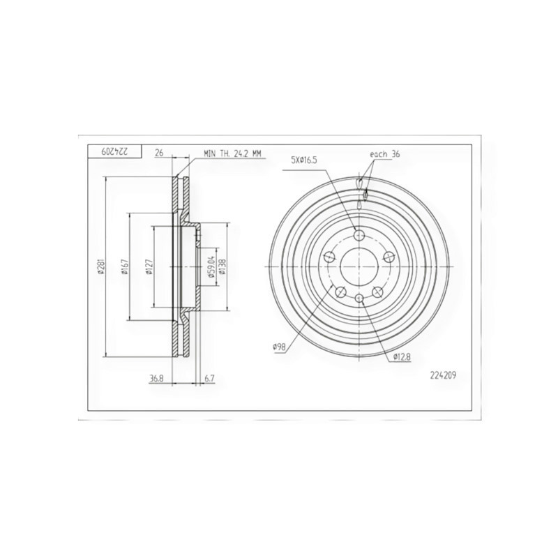 Диск Fiat Scudo-Peugeot Expert (1996-) передній (d281x26mm) гальмівний Мукачево - фото 1