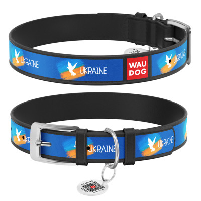Ошейник для животных WAUDOG Design с QR паспортом "Знамя" Ш 25 мм Д 38-49 см черный (3605-0229-01) Винница - изображение 1