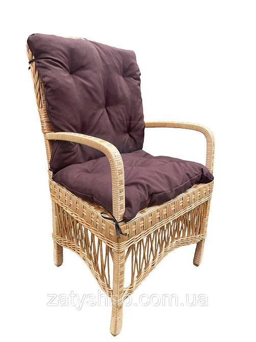 Стульчик плетеный с коричневой подушкой Киев - изображение 3