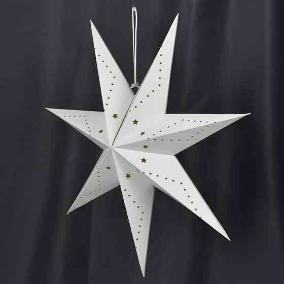 Бумажная подвесная звезда с узором 35 см белый Киев