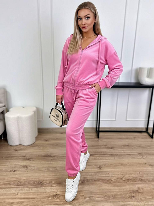 Женский повседневный велюровый костюм двойка: кофта и штаны Розовый, 46/48 Одесса - изображение 1