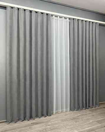Комплект готових штор VR-Textil Мікровелюр Petek YL № 2012ш Сірий 200х290 см 2 шт (32-377) Київ