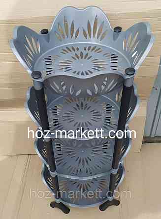 Полка этажерка пластиковая для ванной и кухни серая круглая Харьков