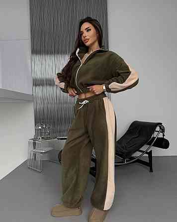 Жіночий теплий повсякденний костюм з лампасами двійка двухсторонній фліс Одеса