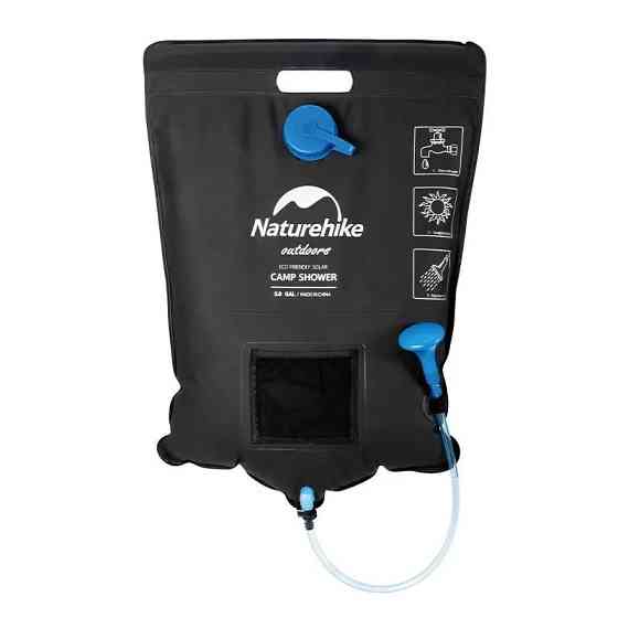 Компактный кемпинговый душ Naturehike NH21SJ032 20л (Черный) Винница