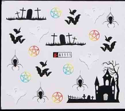 Наклейки для ногтей с принтом Хэллоуин 5 на 6 см разноцветный Киев