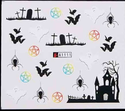 Наклейки для ногтей с принтом Хэллоуин 5 на 6 см разноцветный Киев - изображение 1