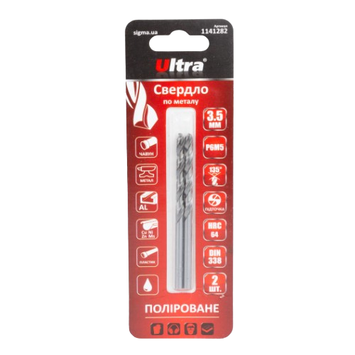 Свердло по металу d3,5мм P6M5 поліроване Ultra Житомир - фото 5