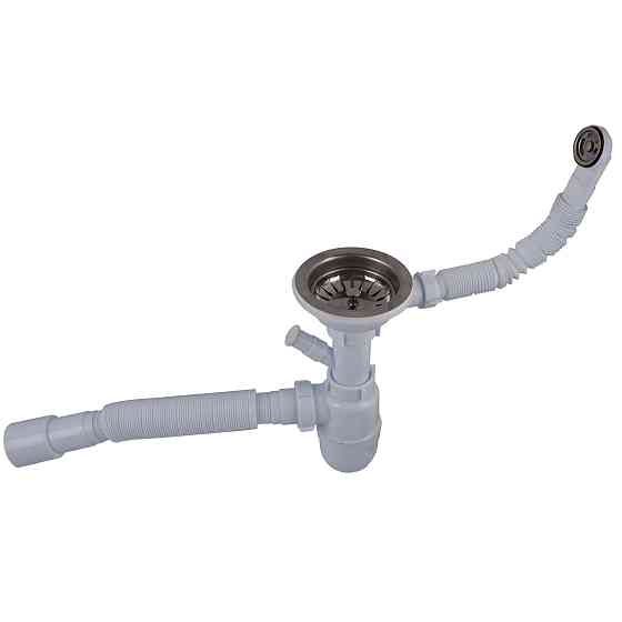 Сифон OPTIMUM 31/2″*40 для мийки з відведенням для прал маш, з круглим гнучким переливом та гнучкою трубою 40х40/50 OPTI 27243 Тернополь