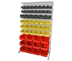 Leomar Стелаж do pojemników warsztatowych, jednostronny. Wym. 1560x940x400 mm z półką 52 pojemniki, czarne, żółte, czerwone Київ