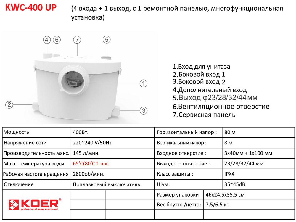 Канализационная установка Koer KWC-400 UP (KP2929) Киев - изображение 4