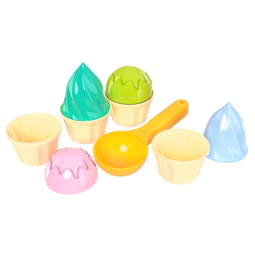 Іграшка "Набір для гри з піском" ТехноК 6610TXK, 4 формочки та ложечка Вінниця - фото 1