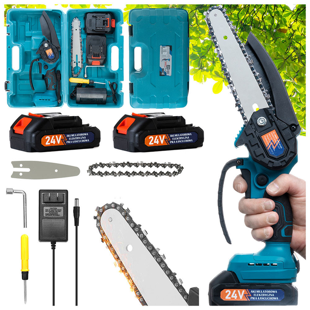 Міні пила акумуляторна ланцюгова Chain Saw 6" TL-0600 + 2АКБ 21V + зарядне + ланцюг + бокс Вінниця - фото 3