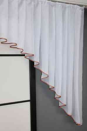 Кухонний комплект VR-Textil № 062к шторка з ламбрекеном білий з пудровим 200х170 см (59-876) Київ