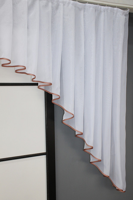 Кухонний комплект VR-Textil № 062к шторка з ламбрекеном білий з пудровим 200х170 см (59-876) Київ - фото 5