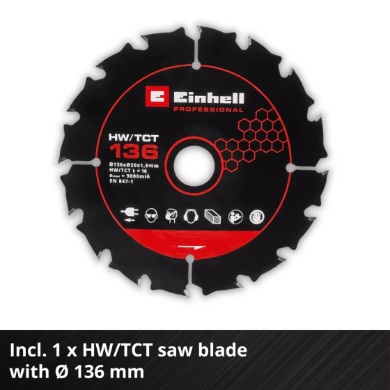 Профессиональная пила циркулярная аккумуляторная Einhell Professional TP-CS 18/136-C Li BL - Solo без акума и зу (4331240) Киев