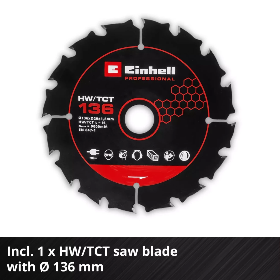 Профессиональная пила циркулярная аккумуляторная Einhell Professional TP-CS 18/136-C Li BL - Solo без акума и зу (4331240) Киев - изображение 5