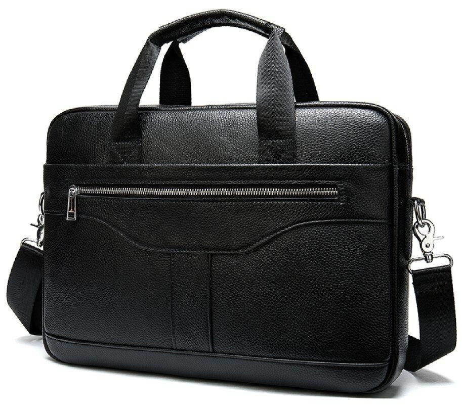 Деловая мужская сумка из зернистой кожи Vintage 14886 Черная Киев - изображение 7