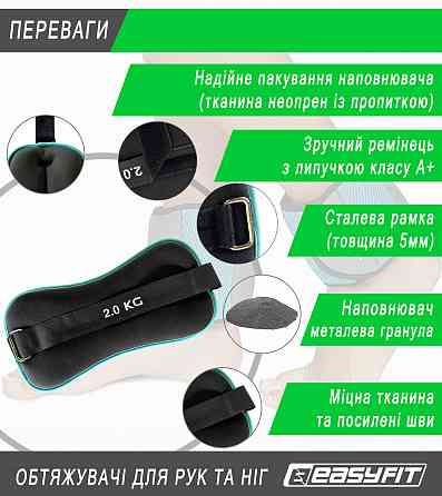 Обтяжувачі EasyFit Comfort 2 кг для ніг та рук з металом (пара) Коломия