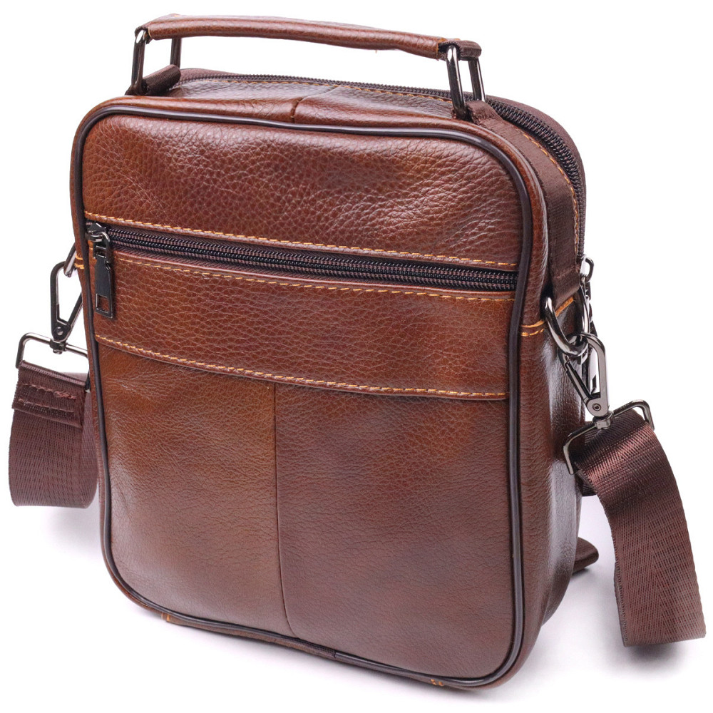 Стильна чоловіча сумка з натуральної шкіри 21275 Vintage Коричнева Київ - фото 9
