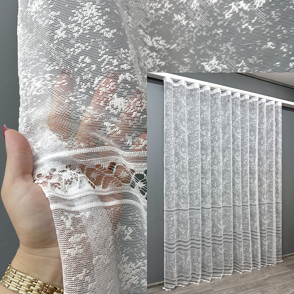 Тюль жакард "Преміум" мармур мережка колір білий 1785т Київ - фото 1