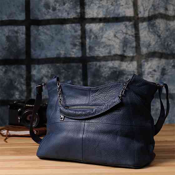 Сумка на кожен день з натуральної шкіри Vintage 22988 Синій Київ