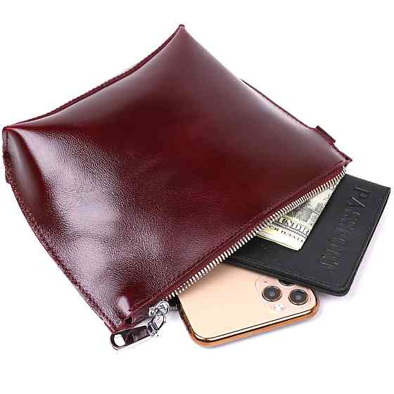 Кожаная практичная косметичка для женщин Shvigel 16412 Бордовый Киев