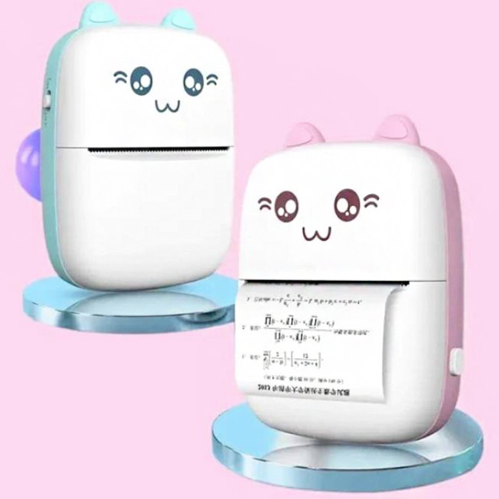 Мини принтер для детей + бумага + фломастеры (Набор 13 рулонов) Розовый Киев - изображение 6