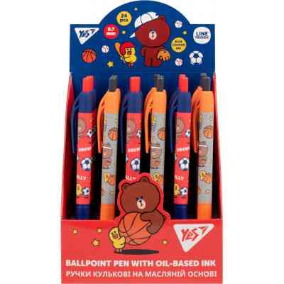 Ручка шариковая Yes Line Friends. Brown`s Sport Club автоматическая 0,7 мм синяя (412120) Винница