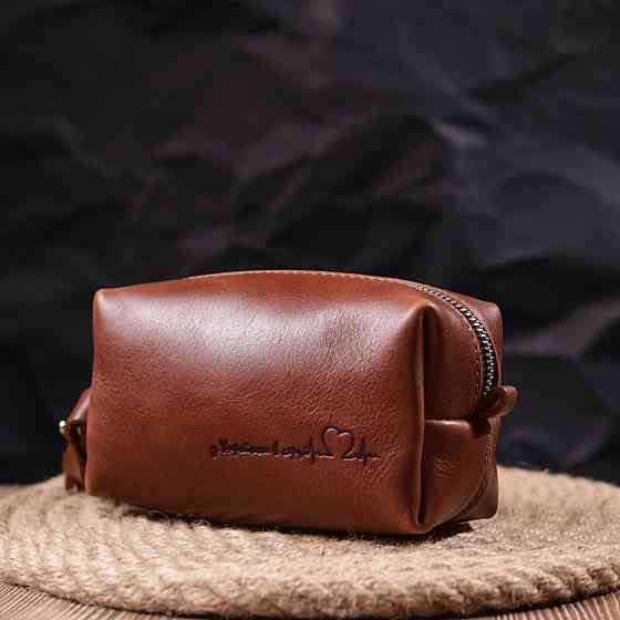 Косметичка невеликого розміру з гладкої шкіри на блискавці Серце (GRANDE PELLE) Київ