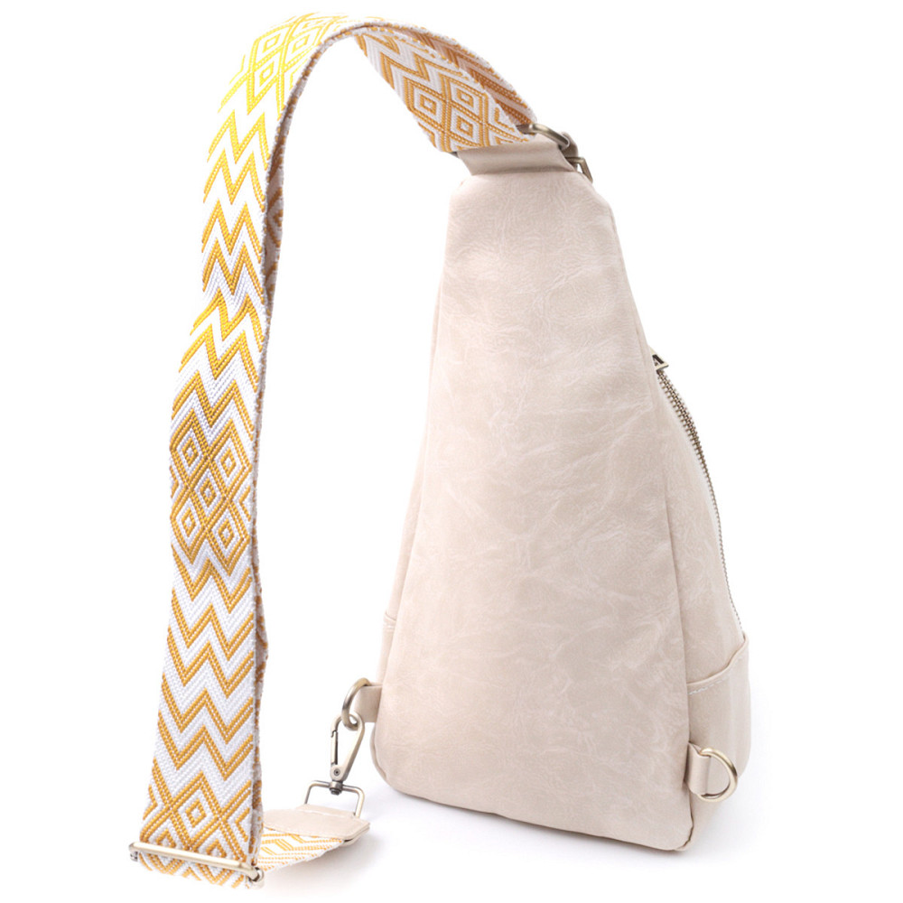 Стильная женская сумка из экокожи с акцентом на текстильную лямку Vintage 22774 Белый Киев - изображение 2