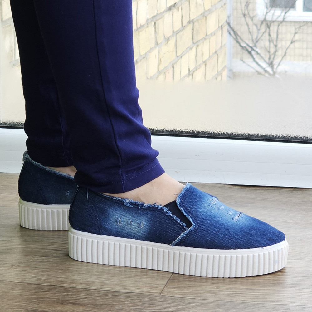 Женские Джинсовые Слипоны Мокасины на Высокой Толстой Подошве (размеры: 36,37,38) - 211 Днепр - изображение 4